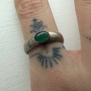 vintage green chrysoprase crystal 925 sterling silver ring